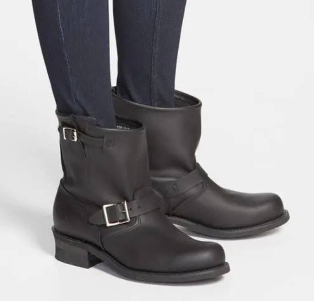 FRYE Women's Engineer 8R Boots Black Leather Moto Biker Size 8.5 NWOB